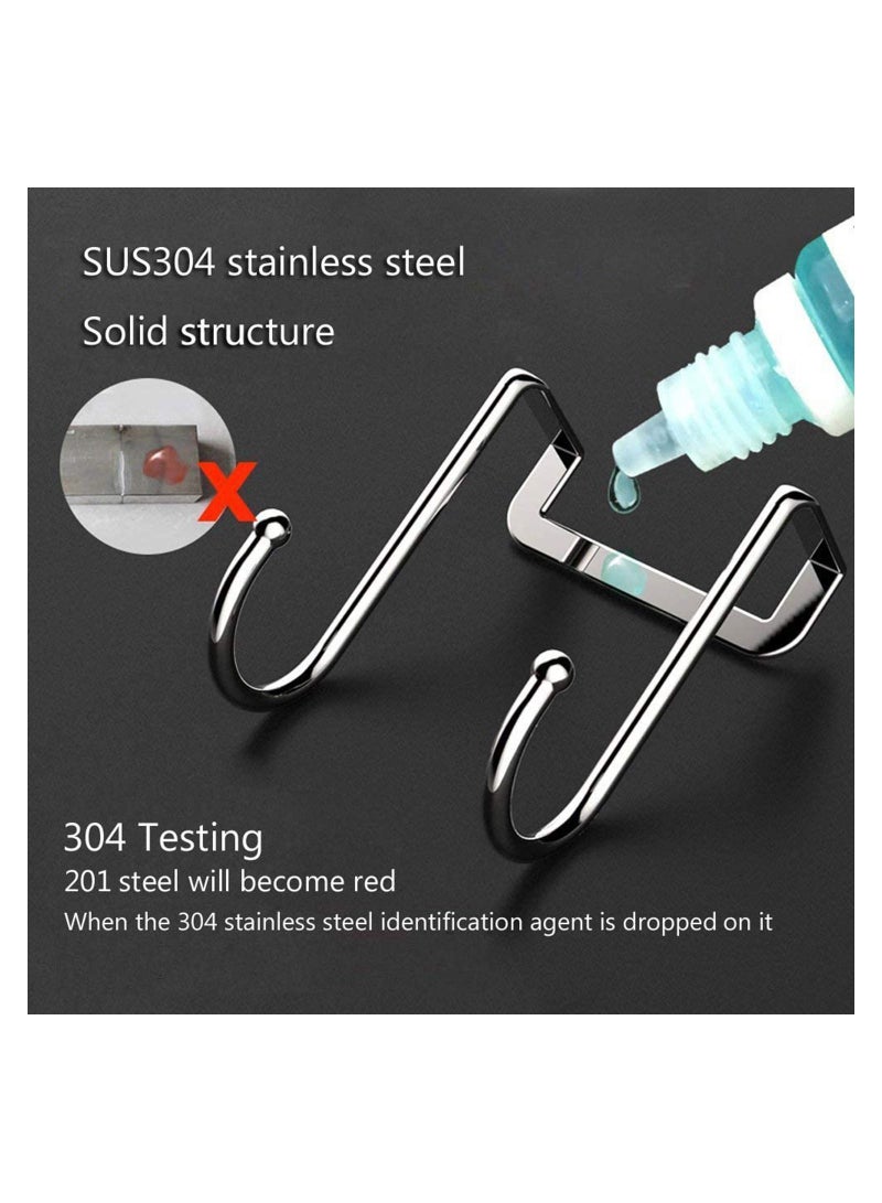 Y&D KASTWAVE 4 Pack Over Cabinet Drawer Double Hooks 304 Stainless Steel Multiple Use Narrow Door Hook, Towel Hook the Adjustable Wreath Hanger for Kitchen Bathroom and Bedroom - Image 4