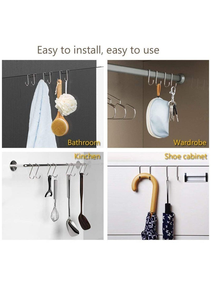Y&D KASTWAVE 4 Pack Over Cabinet Drawer Double Hooks 304 Stainless Steel Multiple Use Narrow Door Hook, Towel Hook the Adjustable Wreath Hanger for Kitchen Bathroom and Bedroom - Image 3