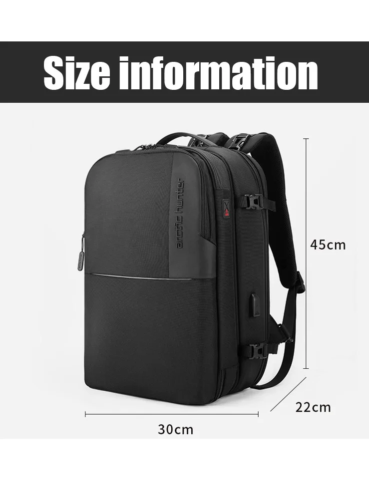 ARCTIC HUNTER Travel Backpack Convertible 3 in1 Top Loader Water Repellent Daypack with Built in USB Port and Headphone Jack for Men and Women B00382 Black