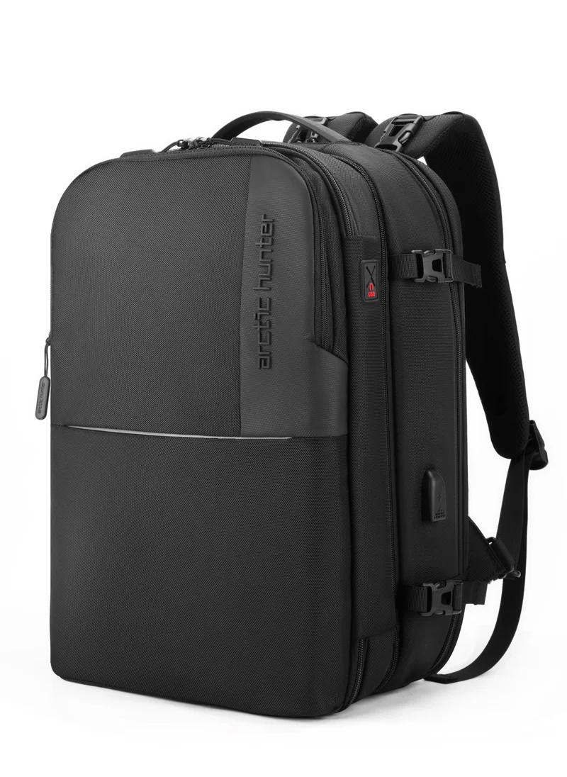 ARCTIC HUNTER Travel Backpack Convertible 3 in1 Top Loader Water Repellent Daypack with Built in USB Port and Headphone Jack for Men and Women B00382 Black