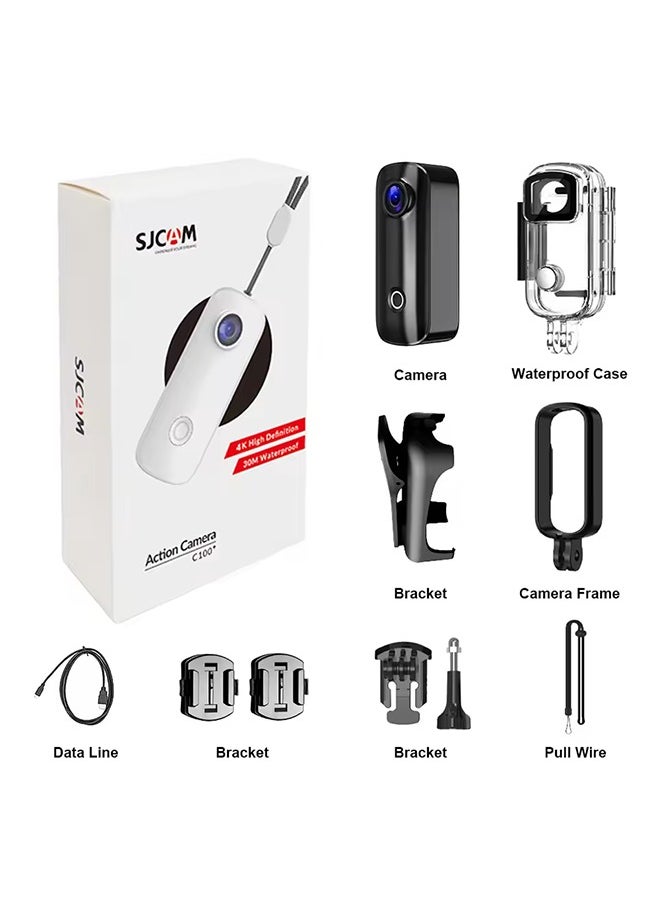 أس جي كام - كاميرا SJCAM C100 Plus Action بدقة 4K ومسافة 30 متر ومقاومة للماء وشبكة WiFi 2.4 جيجاهرتز وكاميرا رياضية EIS وخوذة دراجة نارية وبطاقة TF سعة 32 جيجابايت - Image 1