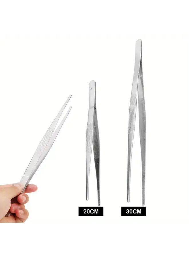 Heavy Duty Stainless Steel Long Tweezer 11 81 Inch Non Slip Textured Grip For BBQ Kitchen Crafting - Image 1