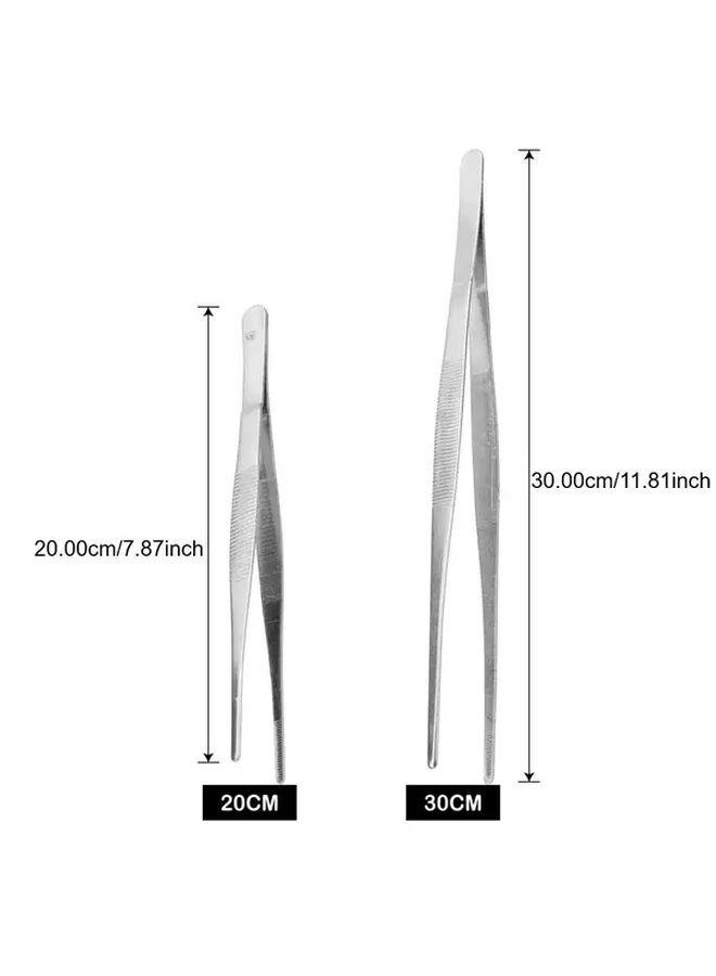 Heavy Duty Stainless Steel Long Tweezer 11 81 Inch Non Slip Textured Grip For BBQ Kitchen Crafting - Image 2