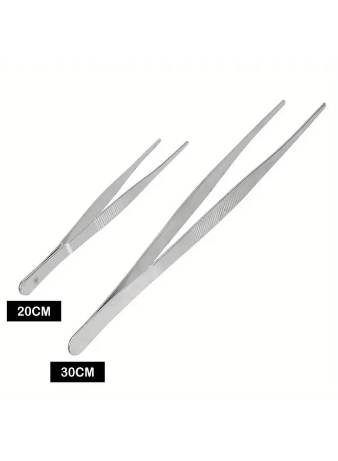 Heavy Duty Stainless Steel Long Tweezer 11 81 Inch Non Slip Textured Grip For BBQ Kitchen Crafting - Image 4