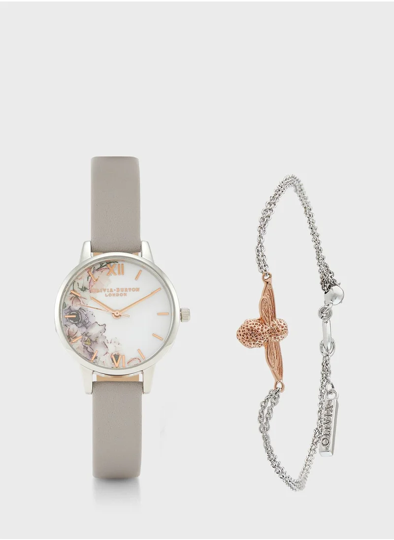 OLIVIA BURTON White & Floral Analog Watch