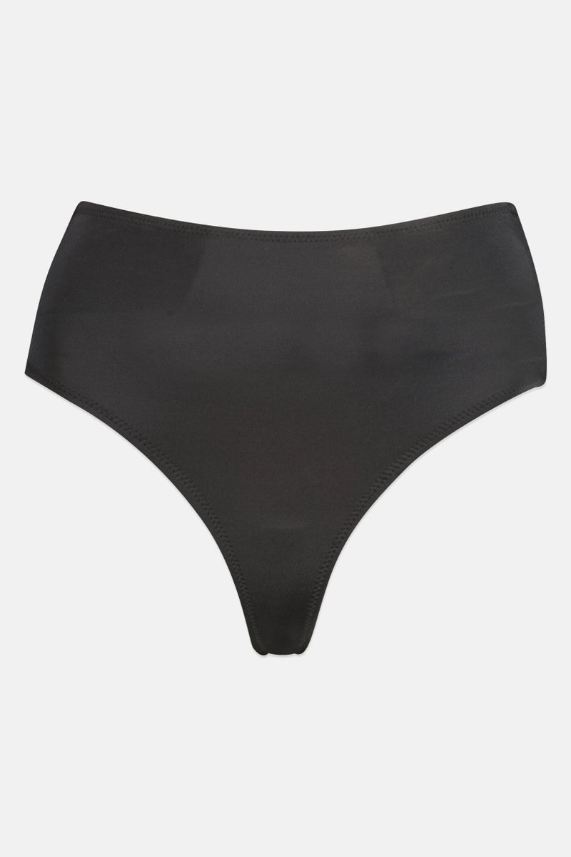 ONLY Women 2 Pcs High Waist Plain Bikini Bottom, Black/White  - Image 4