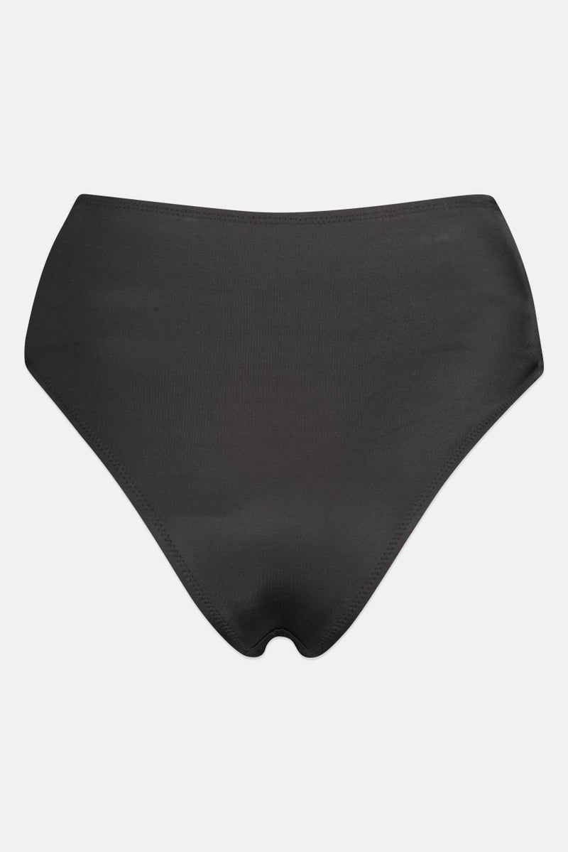ONLY Women 2 Pcs High Waist Plain Bikini Bottom, Black/White  - Image 2