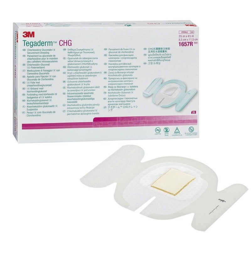 3M Tejaderm CHG Plaster with Chlorhexidine Gluconate for IV Catheter Stabilization - Size 8.5 x 11.5 cm (7 pieces) - Image 2