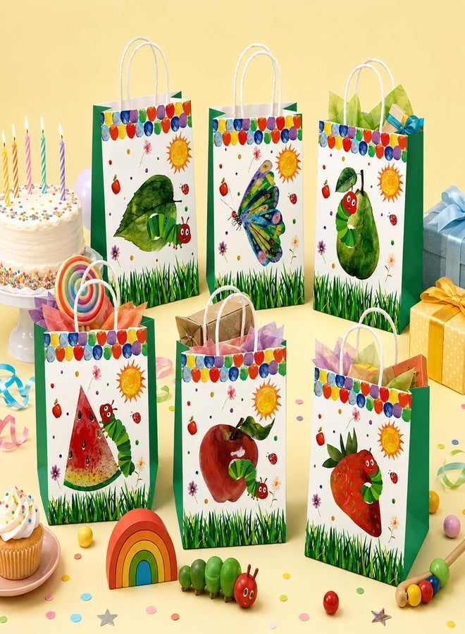 MinFyberd 24 Pcs Caterpillar Theme Party Supplies Cartoon Caterpillar Party Favor Bags with Handles Hungry Theme Paper Gift Goodie Bags Green Insect Butterfly Pary Decors for Kids Birthday Baby Shower Favors - Image 4