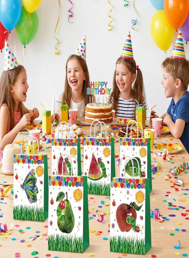 MinFyberd 24 Pcs Caterpillar Theme Party Supplies Cartoon Caterpillar Party Favor Bags with Handles Hungry Theme Paper Gift Goodie Bags Green Insect Butterfly Pary Decors for Kids Birthday Baby Shower Favors - Image 5
