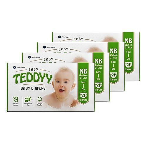 TEDDYY Baby Diapers Easy New Born 84 Count, 2-5 kgs, Long Lasting Absorption, Anti - Rash (21 count,Pack of 4) - Image 1