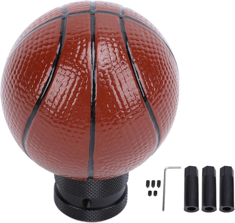 Basketball Gear Shift Knob, Wireless Manual Transmission Shifter Lever Head with Colorful Paint, Resin Shift Knob for Most Manual Cars with 3 Adapters - Image 1