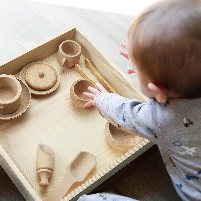 Yowlieu 12 Pcs Wooden Sensory Bin Tools, 1 Wooden Box + 11 Sensory Tools for Toddlers & Preschool Children, Montessori Sensory Wooden Toys Fine Motor Learning Pretend Play for Kids - Image 5
