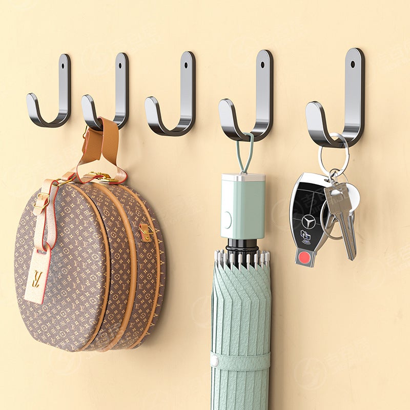 [] Punch-Free Space Aluminum Strong Entrance Hook Hood Bathroom Towel Single Hook - Image 2