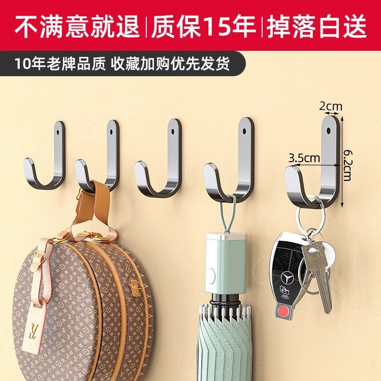 [] Punch-Free Space Aluminum Strong Entrance Hook Hood Bathroom Towel Single Hook - Image 1