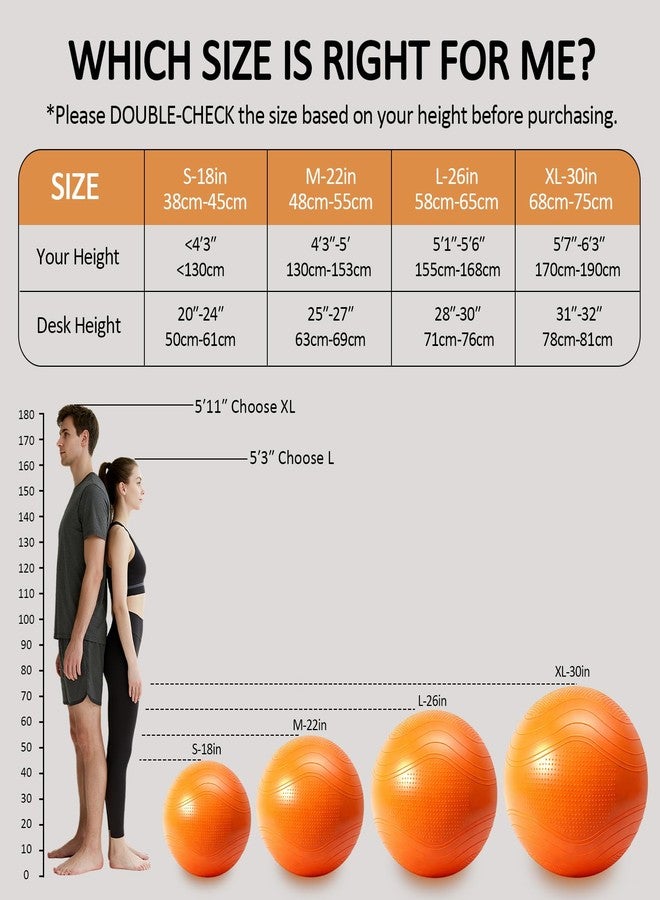 Gruper Yoga Ball, Multiple Sizes Non Slip Exercise Ball for Workout, Birthing, Balance, Stability, Pregnancy, 2200LB Capacity, Anti Burst Chair for Home and Office, Includes Quick Pump & Fitness Guide - Image 5