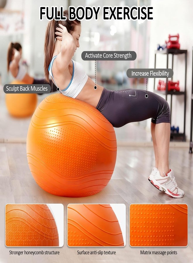 Gruper Yoga Ball, Multiple Sizes Non Slip Exercise Ball for Workout, Birthing, Balance, Stability, Pregnancy, 2200LB Capacity, Anti Burst Chair for Home and Office, Includes Quick Pump & Fitness Guide - Image 3