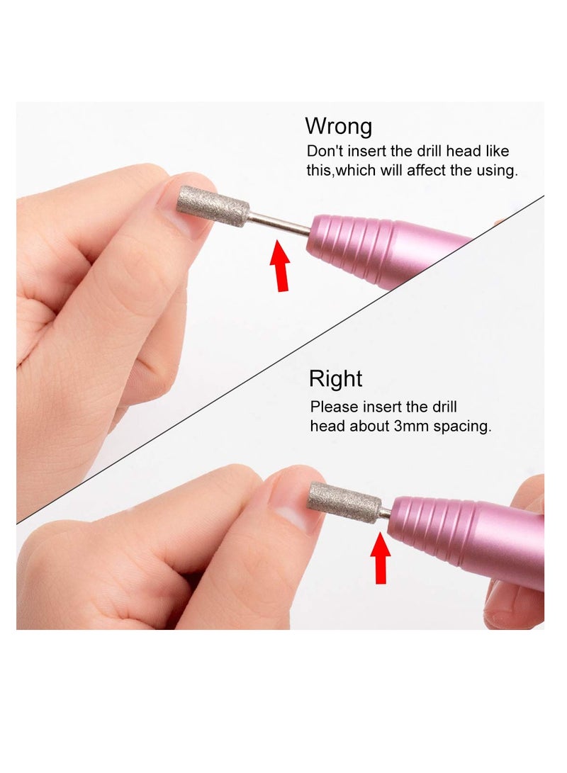 Excefore Electric Nail Drill, Professional USB Electric Nail Drill Machine for Acrylic Nails, Portable Electrical Nail File Polishing Tool Manicure Pedicure Nail Supplies for Home and Salon Use, Pink - Image 5
