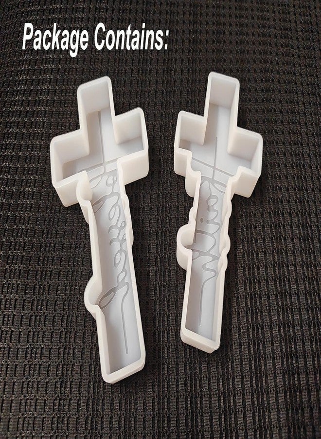 Fuehbur Faith and Blessed Cross 2 Pack Car Freshie Mold - Cross Pendant Shape Silicone Molds - Aroma Beads Molds - Scented Candle Molds - Epoxy Resin Moulds for DIY Home Decor Gifts Making - 2PCS - Image 2