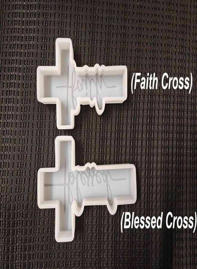 Fuehbur Faith and Blessed Cross 2 Pack Car Freshie Mold - Cross Pendant Shape Silicone Molds - Aroma Beads Molds - Scented Candle Molds - Epoxy Resin Moulds for DIY Home Decor Gifts Making - 2PCS - Image 3