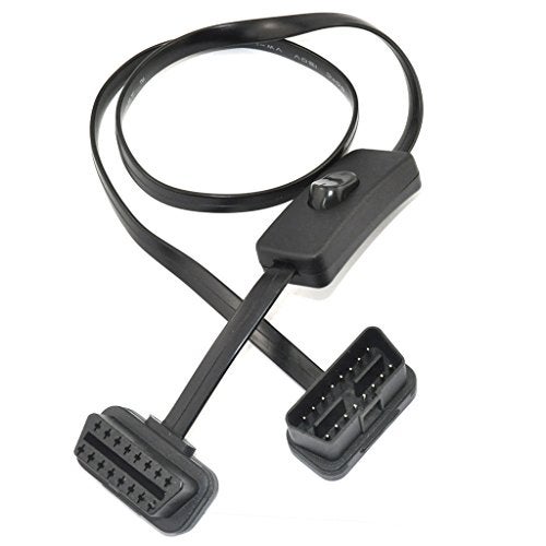 OLLGEN OBD 2 Cable Cord,Ultra Slim 16 pin M/F OBDII Extension Cable with Power Switch,Diagnostic Flat Cord Adapter Connector,70cm / 2.3feet - Image 2