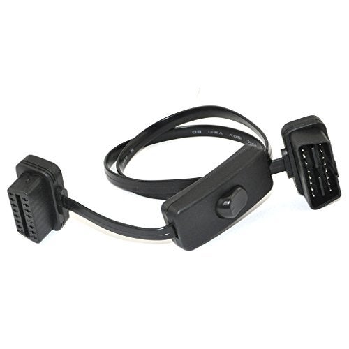 OLLGEN OBD 2 Cable Cord,Ultra Slim 16 pin M/F OBDII Extension Cable with Power Switch,Diagnostic Flat Cord Adapter Connector,70cm / 2.3feet - Image 3