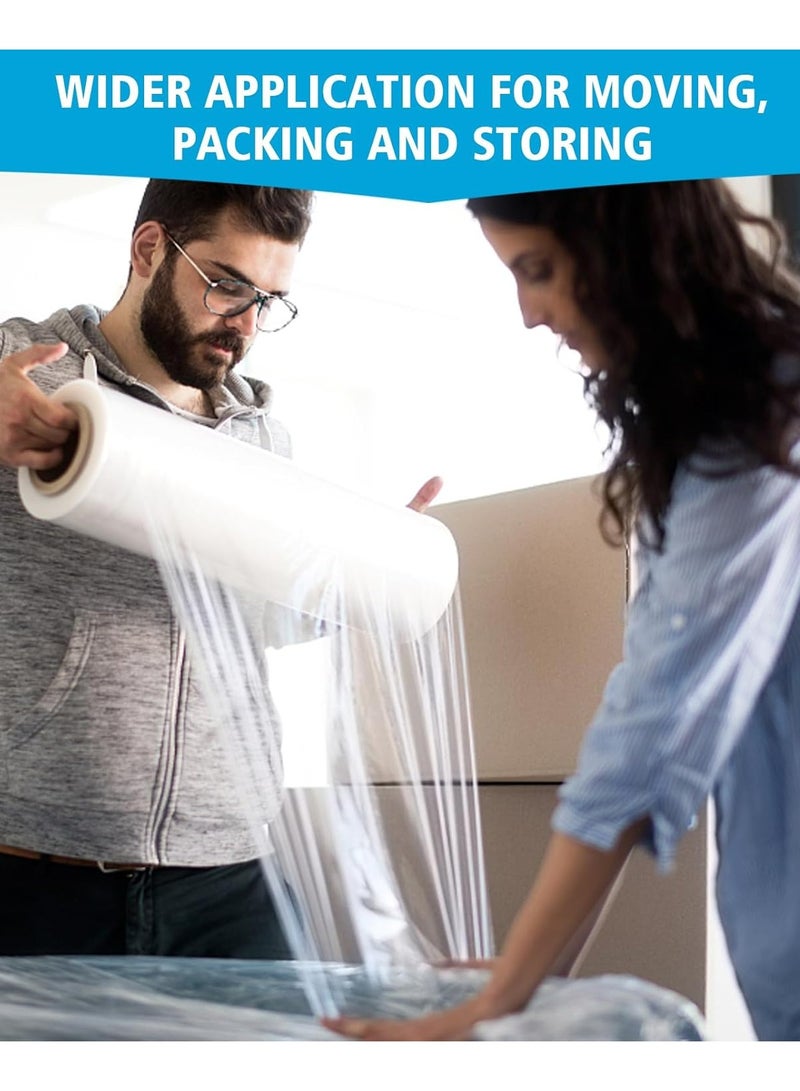 50cm×660m 5KG Stretch Film, Clear Polyethylene Stretch Wrap Shrink Film, Machine Grade Industrial Strength Pallet Wrap for Moving & Packing, Durable Stretch Film - Image 3
