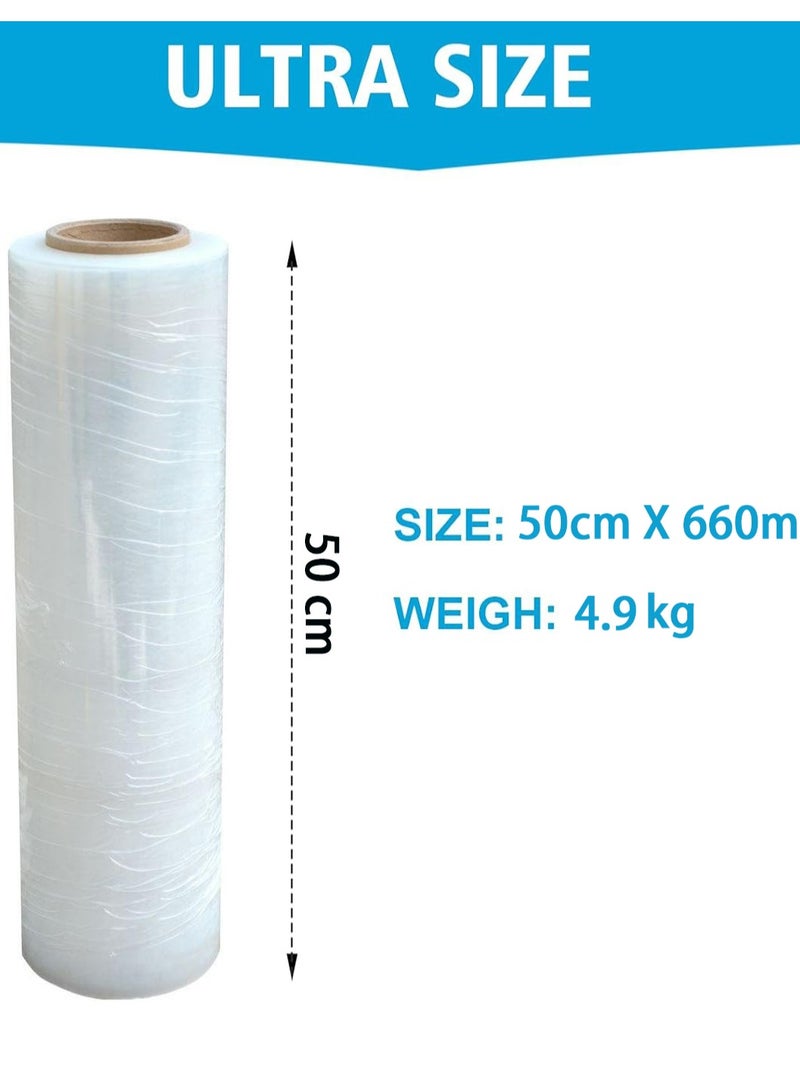 50cm×660m 5KG Stretch Film, Clear Polyethylene Stretch Wrap Shrink Film, Machine Grade Industrial Strength Pallet Wrap for Moving & Packing, Durable Stretch Film - Image 2