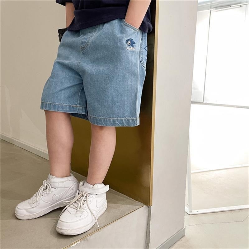 Japanese Anyiyuan 2025 Boys' Denim Embroidered Shorts Trendy Brand Kidsren'S Thin Five-Quarter Pants - Image 4