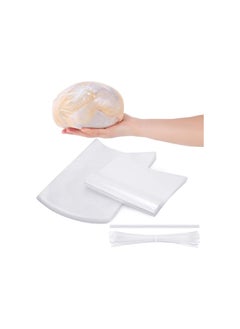 100 Pieces Poultry Shrink Wrap Bags Transparent Heat Shrink Bags BPA-Free Freezer and 100 Pieces White Zip Ties and Clear Silicone Straw for Chickens Rabbits Food Storage, 10 x 16 Inch
