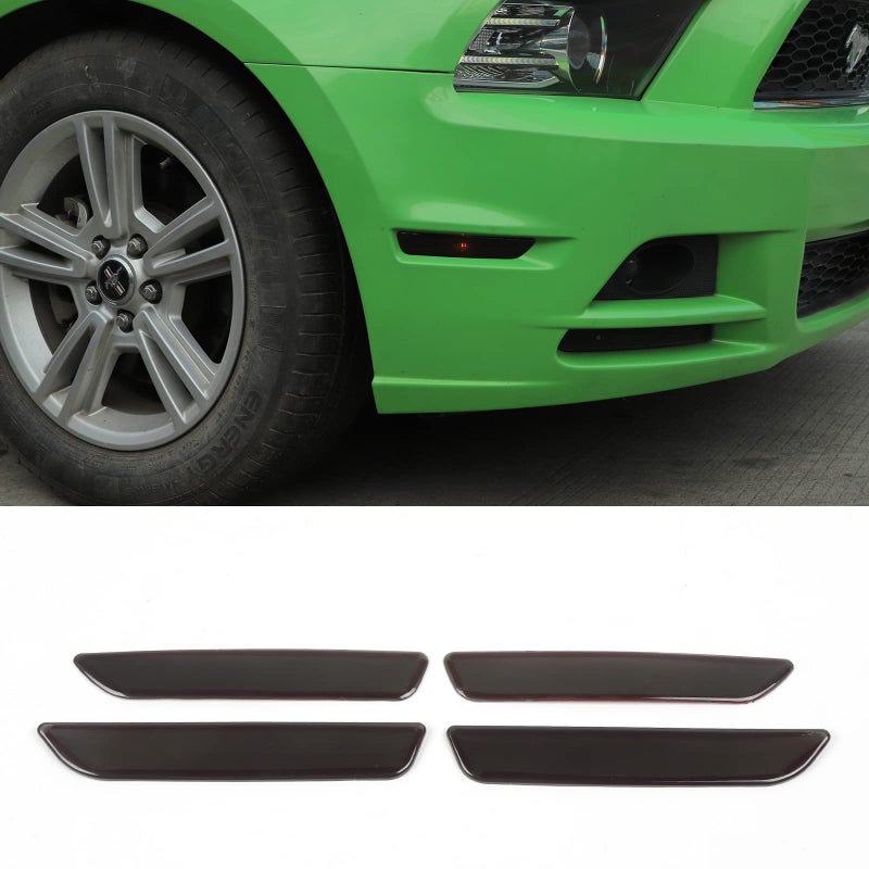 Hoolcar Blackout Side Marker Lights Front Rear Sidemarker Cover for Ford Mustang 20102014 Smoked Black 4PCs