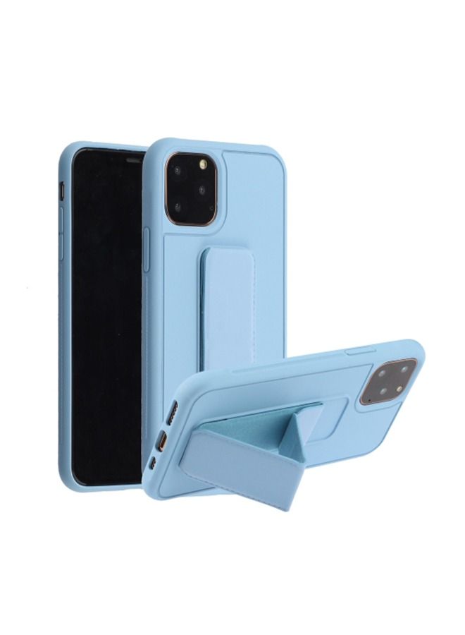 Shockproof PC TPU Protective Back Case With Wristband Holder For Apple iPhone 12/12 Pro Light Blue - Image 1