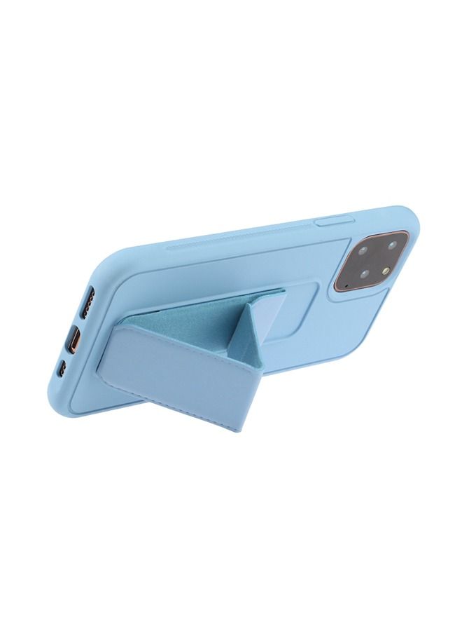 Shockproof PC TPU Protective Back Case With Wristband Holder For Apple iPhone 12/12 Pro Light Blue - Image 5