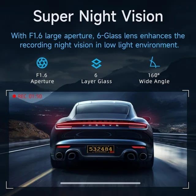 HAYDEN X1 Car Dash Camera 4K QHD 1440p Metal Body Car Dash Cam Front | 4MP, 170° Wide Angle, Night Vision, WiFi, G-Sensor | Supports up to 1TB SD Card (Card Not Included) - Image 3