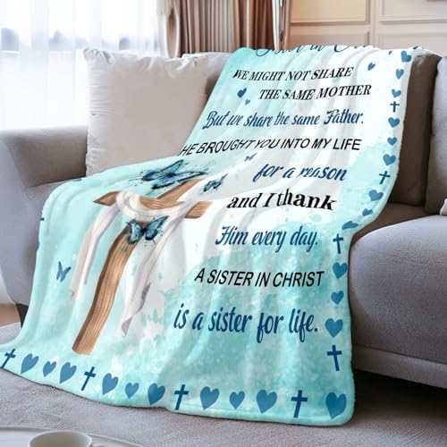 Nahjiiem Sisters in Christ Gifts for Women, Christian Gifts for Sisters, Secret Sister Gift for Women, Faith Based Blankets, Christian Sister Friends Throw Blanket 50"x60" - Image 3