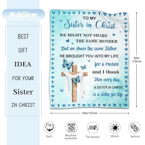 Nahjiiem Sisters in Christ Gifts for Women, Christian Gifts for Sisters, Secret Sister Gift for Women, Faith Based Blankets, Christian Sister Friends Throw Blanket 50"x60" - Image 2
