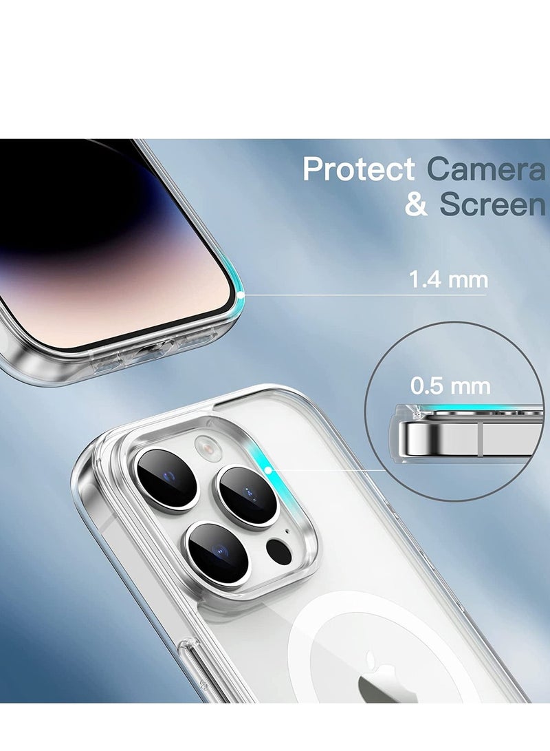 راكسوم جراب مغناطيسي لهاتف آيفون 14 برو ماكس 6.7 بوصة متوافق مع الشحن اللاسلكي MagSafe، غطاء حماية مقاوم للصدمات، ظهر شفاف مقاوم للخدش - Image 5