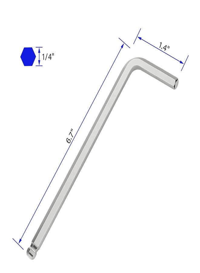 FOCMKEAS 1/4" Ball End Hex Key Allen Wrench, SAE Internal Hexagonal, Wrench L Shaped Long Arm Repairing Tool, CR-V - Image 2