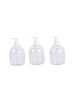 LAWAZIM Hand Sanitizer Bottle Set -3 Piece 500ml- Short Round Refillable Pump Dispensers, Reusable Plastic Bottles for Soap, Lotion & Sanitizer, Smooth Pump Action - for Home Office & Travel Use  - Image 1