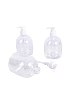 LAWAZIM Hand Sanitizer Bottle Set -3 Piece 500ml- Short Round Refillable Pump Dispensers, Reusable Plastic Bottles for Soap, Lotion & Sanitizer, Smooth Pump Action - for Home Office & Travel Use  - Image 3