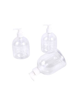 LAWAZIM Hand Sanitizer Bottle Set -3 Piece 500ml- Short Round Refillable Pump Dispensers, Reusable Plastic Bottles for Soap, Lotion & Sanitizer, Smooth Pump Action - for Home Office & Travel Use  - Image 2