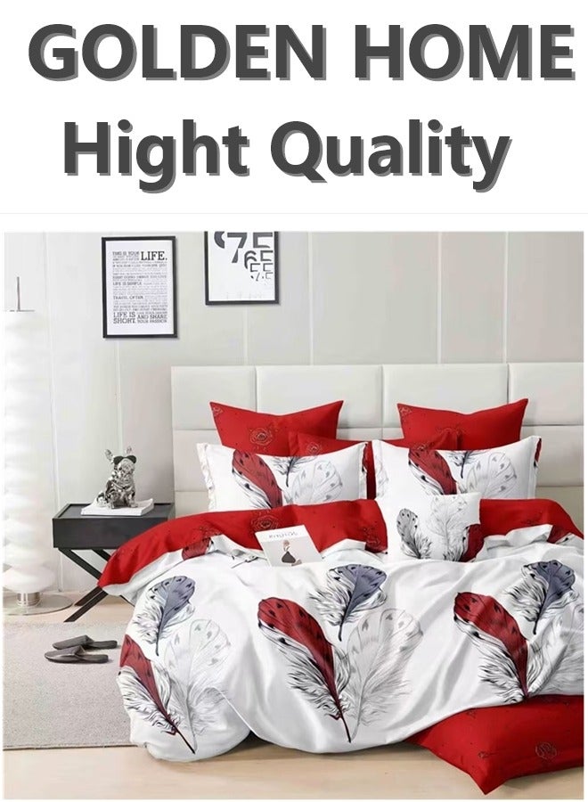 GOLDEN HOME GOLDEN HOME Anti-Allergy King Size Duvet Cover Set: 1 Hypoallergenic Duvet Cover, 4 Dust-Proof Pillow Covers, 1 Fitted Sheet 