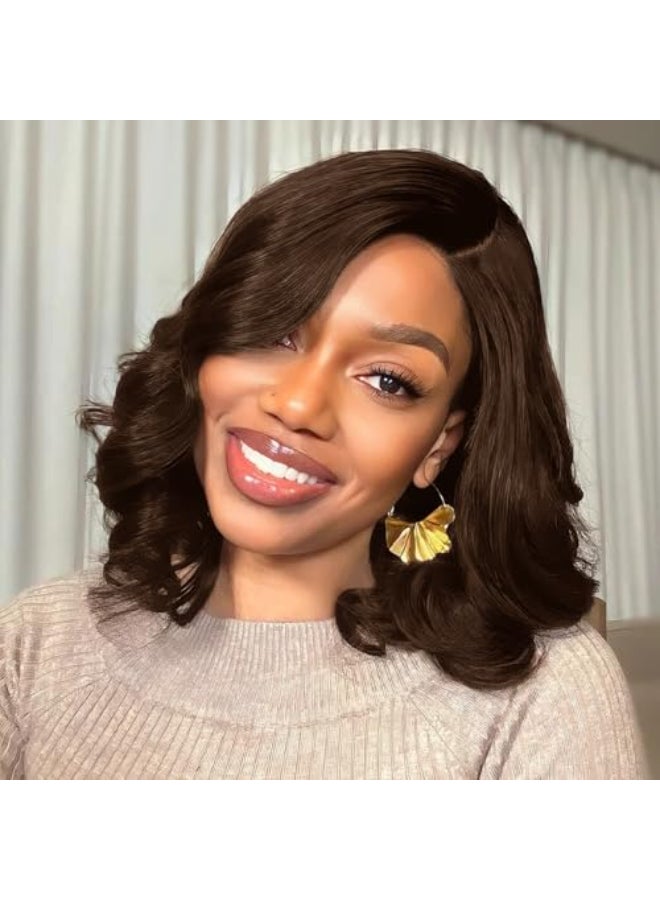 Tinashe Wear and Go Glueless Bob Wigs Human Hair Black Brown 5x6 HD Lace Closure Wigs Pre Plucked Bob Body Wave Lace Front Wigs Short Wigs for Black Women Loose Body Bob Wig 3 12inch - Image 1