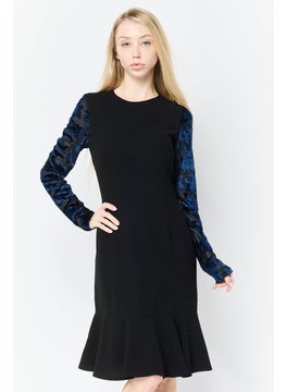 Harmont & Blaine Women Textured Casual Mini Dress, Black  - Image 1