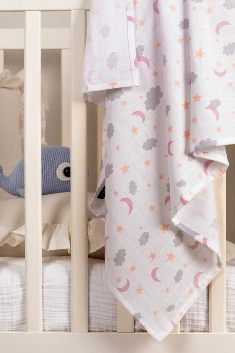 EIFIN Cotton Multi-Purpose Muslin Blanket 3-Piece Printed Set 80X75 cm
