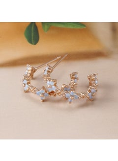 Blue Floral Studs 18K Gold Plated Zircon Y20312 rose gold