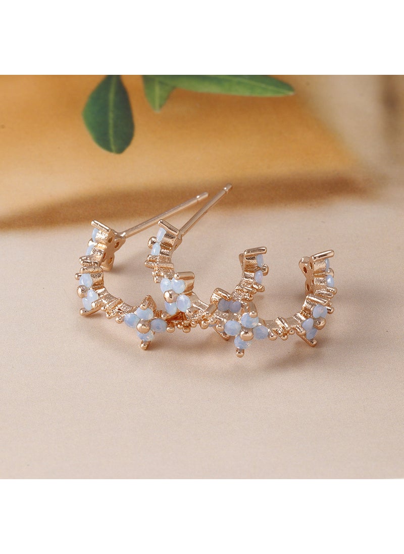 Generic - Blue Floral Studs 18K Gold Plated Zircon Y20312 rose gold - Image 1