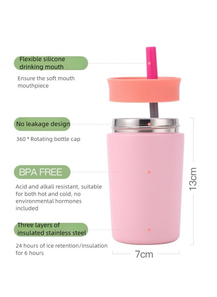 Kawkab Kids Mini Insulated Mug - 304 Stainless Steel Insulated Mug with Silicone Straw for 3 years and up - Image 4