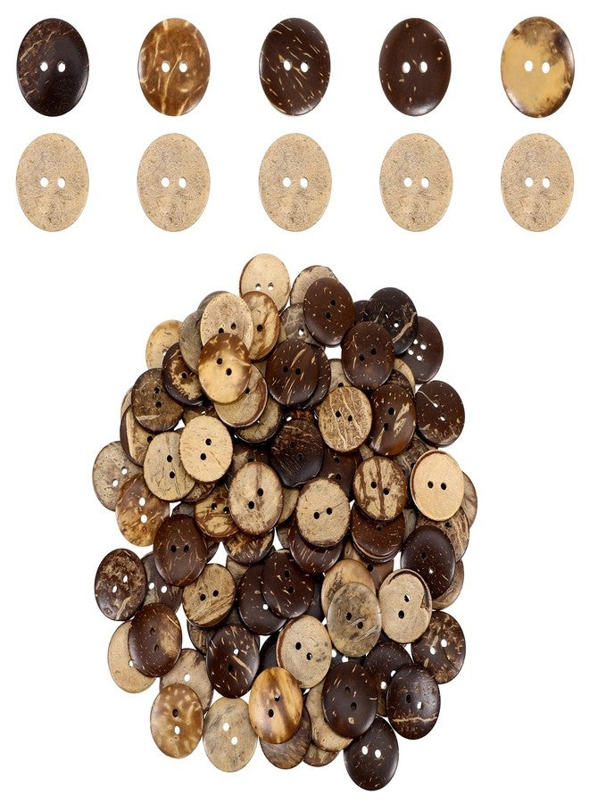 Prasacco 100 Pcs Wooden Buttons Coconut Shell Buttons 3/4 Inch Big Buttons 2 Hole Sewing Buttons Large Brown Wood Buttons for Crafts Shirt Sweater Clothing Crochet Projects - Image 1