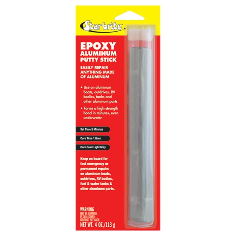 STAR BRITE Epoxy Aluminum Putty Stick - Make Fast, Permanent Repairs - Even Underwater - Aluminum 4 OZ. (087004) - Image 1